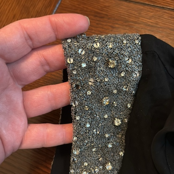 Haute Hippie Silk Black Button up Tank w/ Rhinestone Cap Sleeves. Medium - Picture 9 of 10